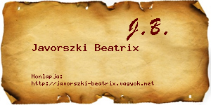 Javorszki Beatrix névjegykártya